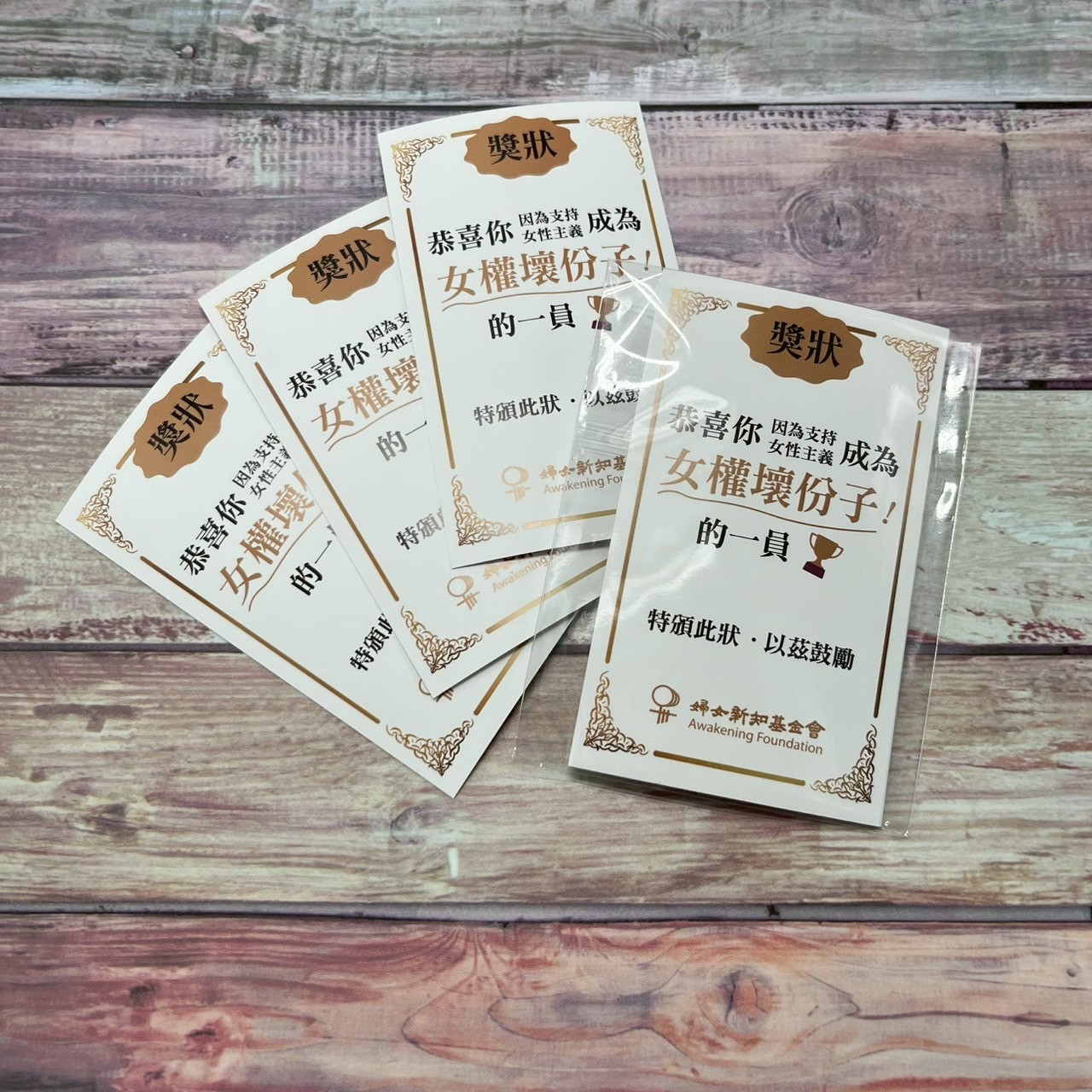女權壞份子獎狀貼紙,一組四入